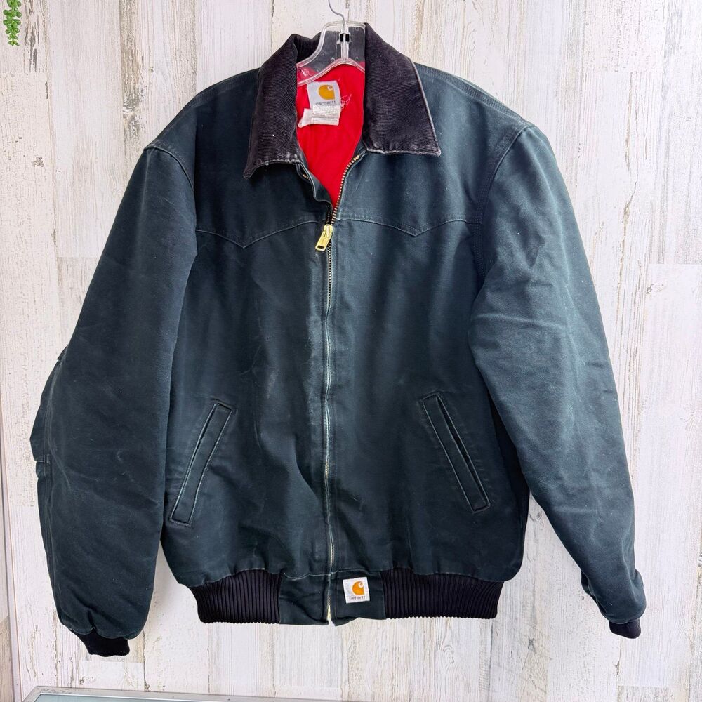VTG Carhartt Santa Fe Jacket Mens XL Tal Black Black Quilt Lined Made in USA